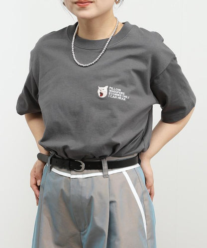 有機棉 動物刺繡印花T恤 貓