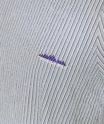 設計 絲絨條紋 泡泡袖連衣裙