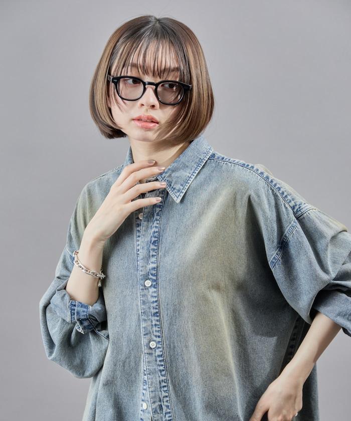 常規顏色硫化染色牛仔襯衫