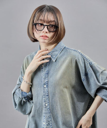 常規顏色硫化染色牛仔襯衫