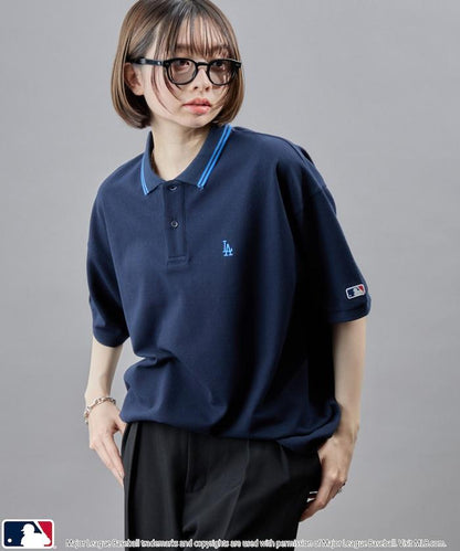 聯名 MLB 鹿子紋 立領短袖Polo衫