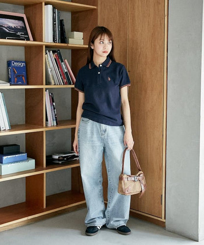 聯名 線條設計一點刺繡Polo衫