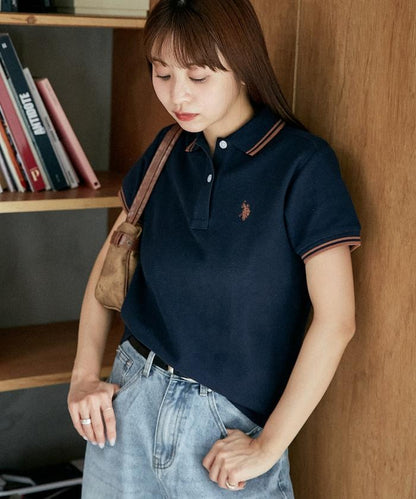 聯名 線條設計一點刺繡Polo衫