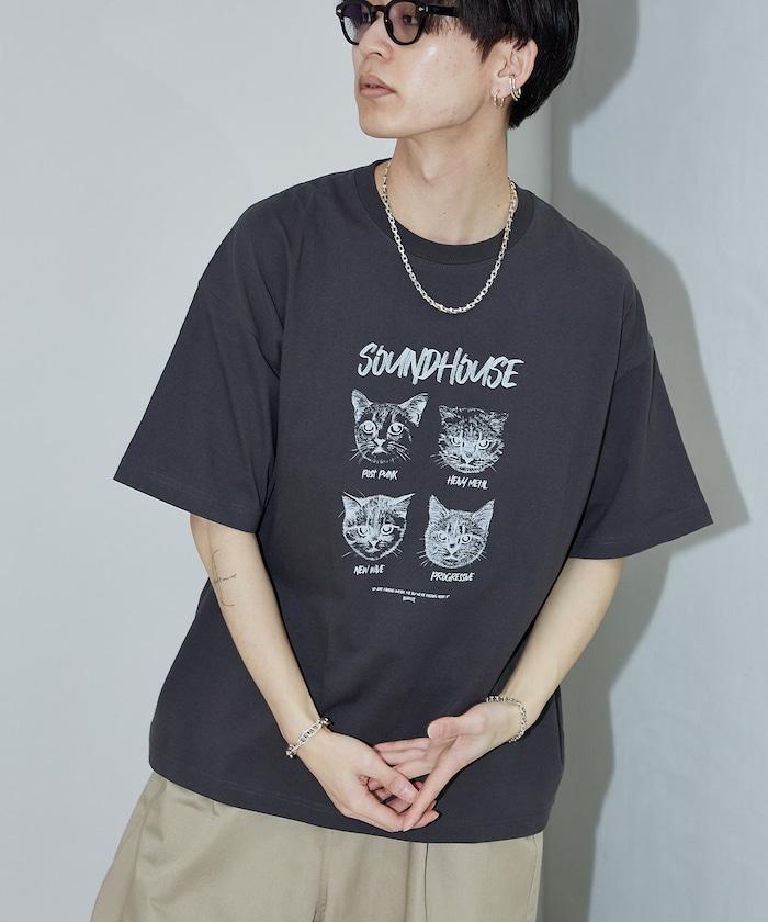 "SOUNDHOUSE" 4只貓 動物印花T恤