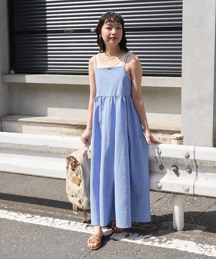 聯名重 絲光棉 條紋 女士連衣裙