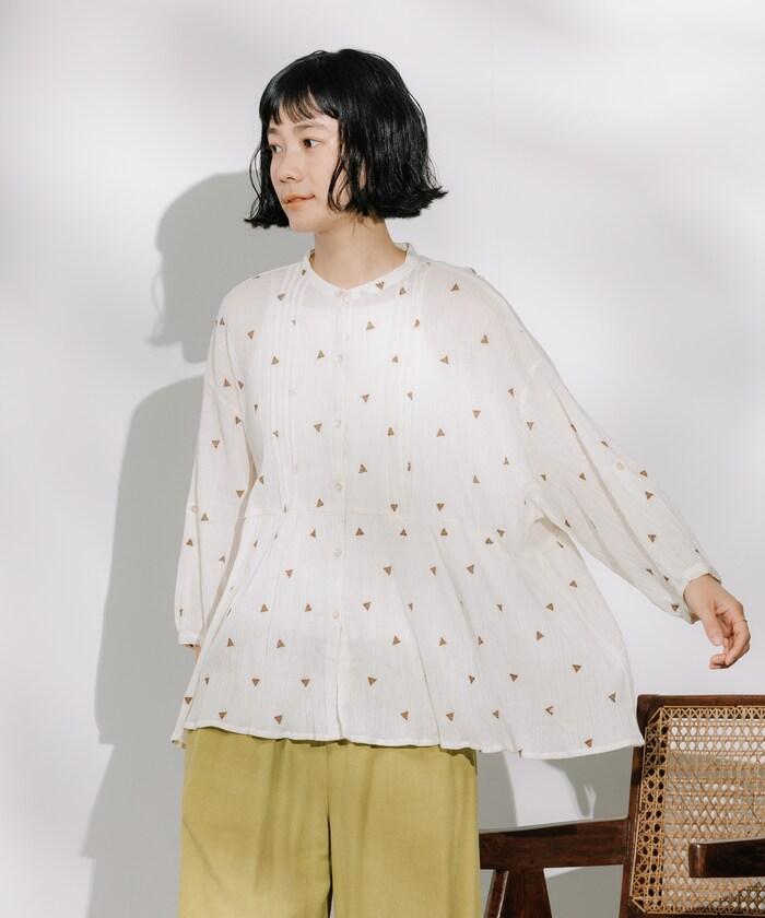 印度 幾何學 刺繡襯衫＜套裝搭配款＞