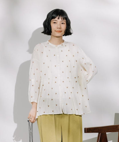 印度 幾何學 刺繡襯衫＜套裝搭配款＞