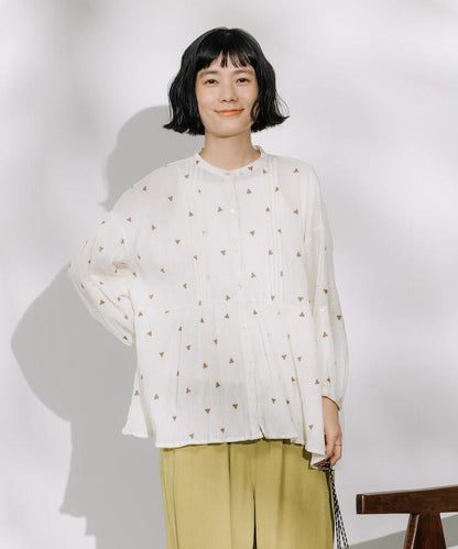 印度 幾何學 刺繡襯衫＜套裝搭配款＞