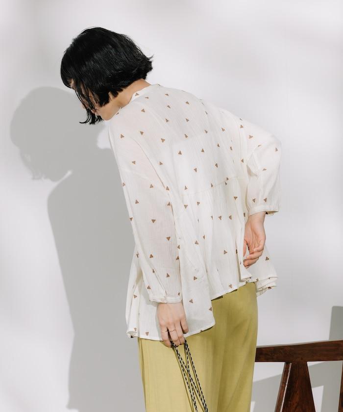 印度 幾何學 刺繡襯衫＜套裝搭配款＞