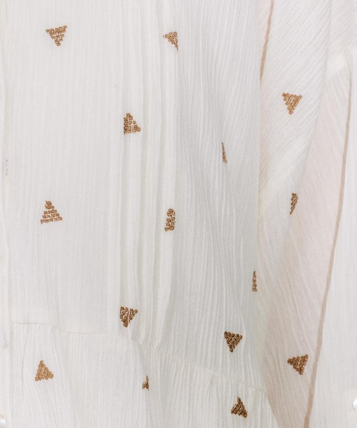 印度 幾何學 刺繡襯衫＜套裝搭配款＞