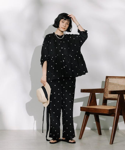 印度 幾何學 刺繡襯衫＜套裝搭配款＞