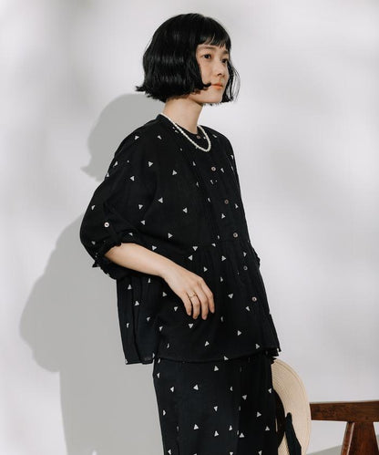 印度 幾何學 刺繡襯衫＜套裝搭配款＞