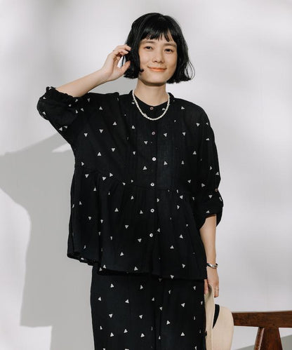 印度 幾何學 刺繡襯衫＜套裝搭配款＞