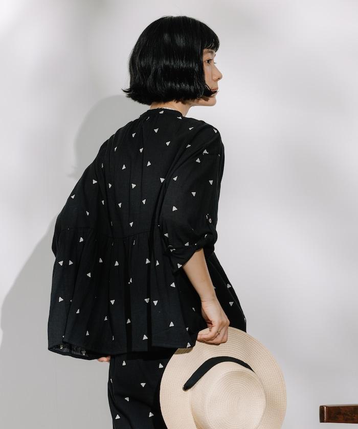 印度 幾何學 刺繡襯衫＜套裝搭配款＞