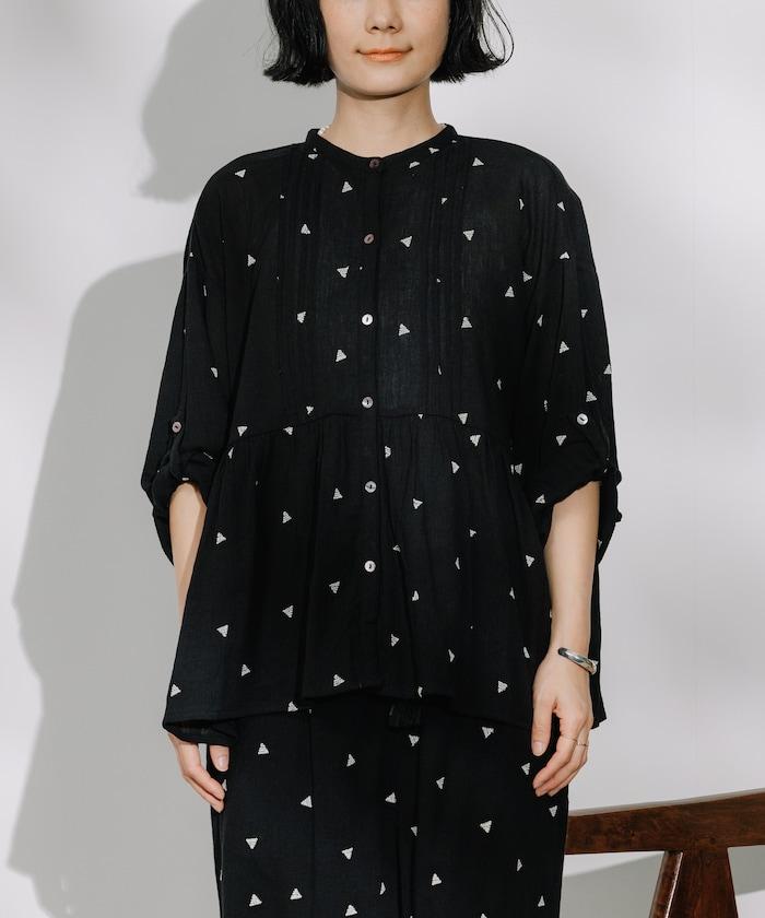 印度 幾何學 刺繡襯衫＜套裝搭配款＞