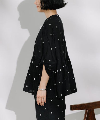 印度 幾何學 刺繡襯衫＜套裝搭配款＞