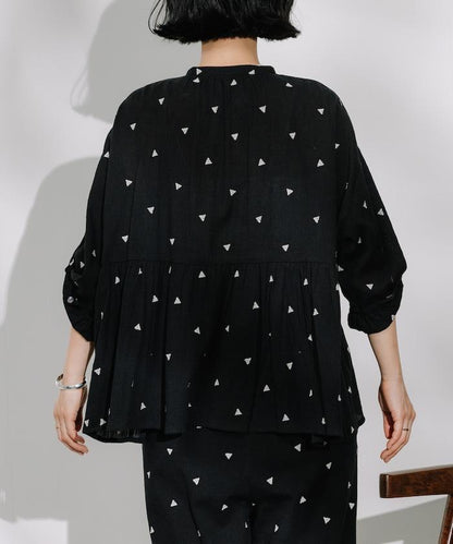 印度 幾何學 刺繡襯衫＜套裝搭配款＞