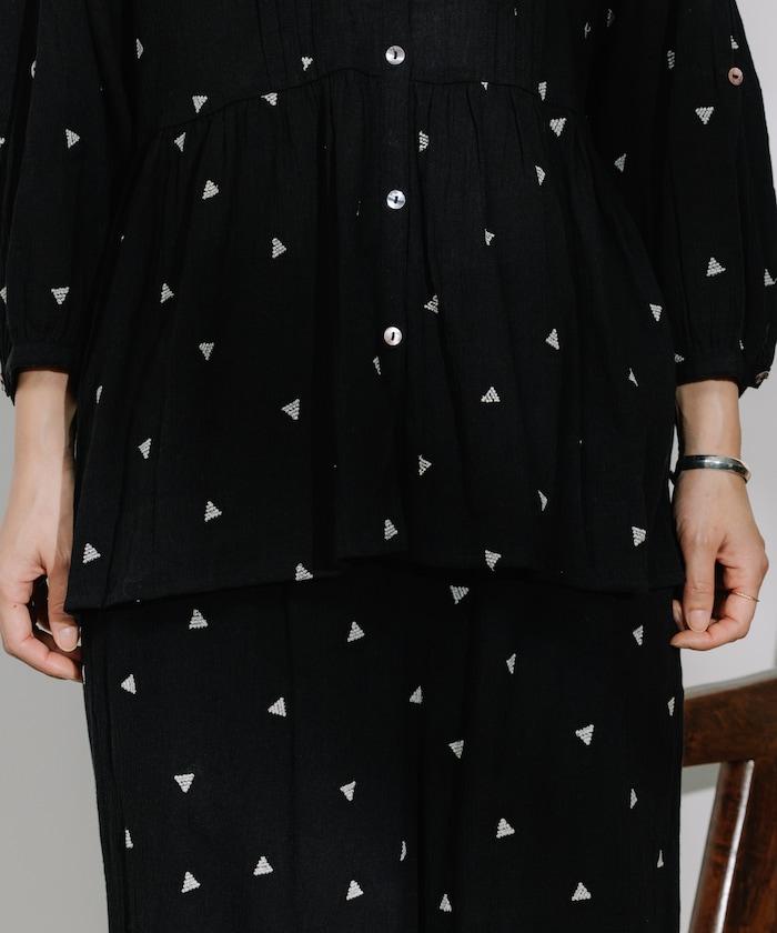 印度 幾何學 刺繡襯衫＜套裝搭配款＞