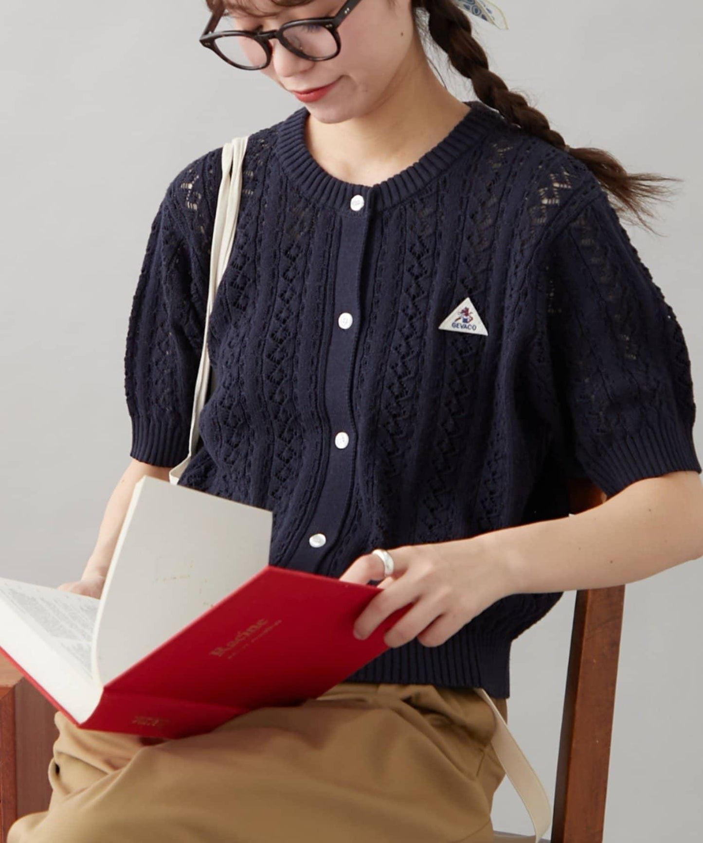 【GEVACO】透孔編織短袖開衫