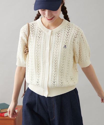 【GEVACO】透孔編織短袖開衫