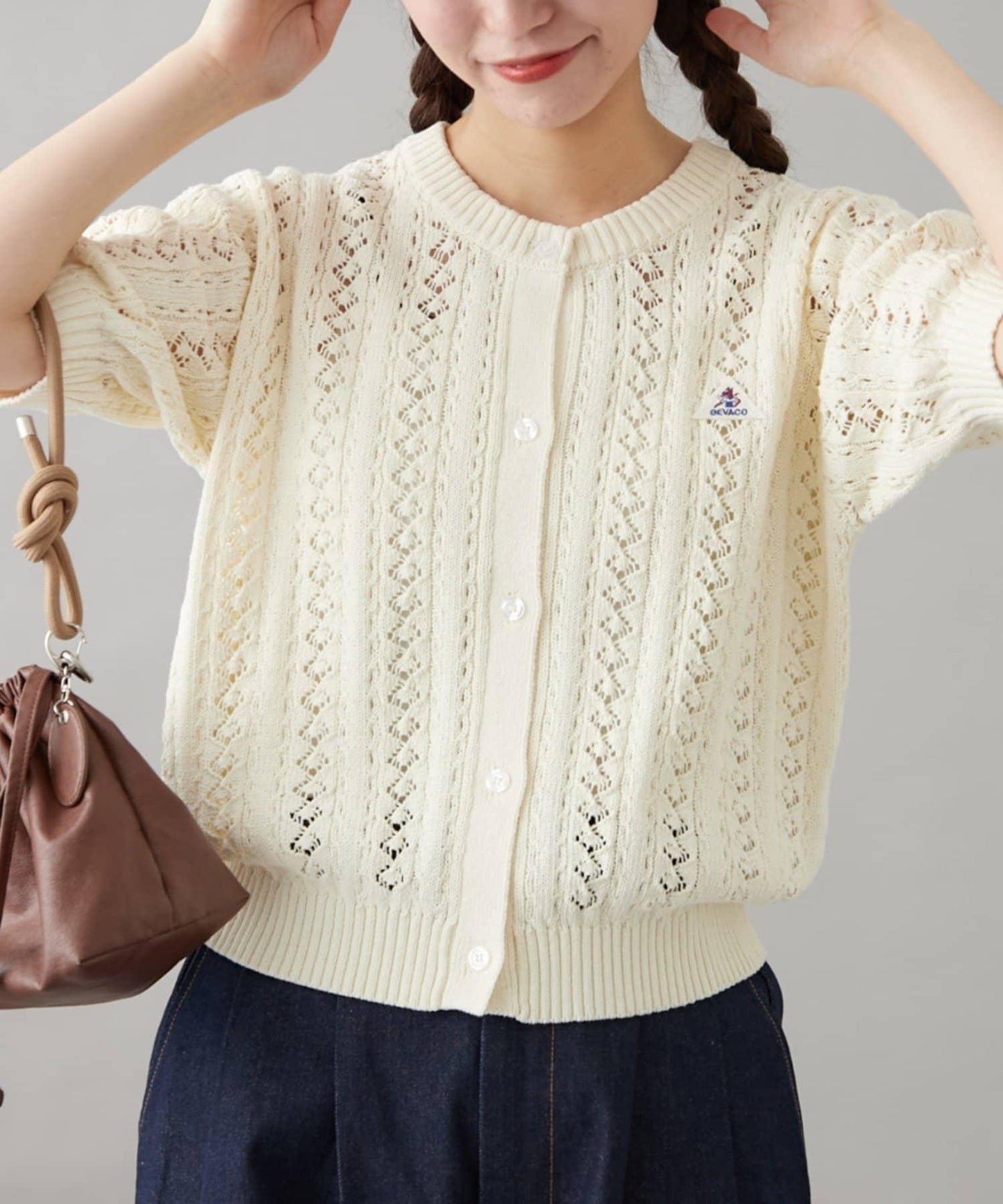 【GEVACO】透孔編織短袖開衫