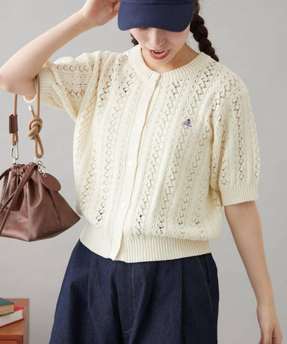 【GEVACO】透孔編織短袖開衫