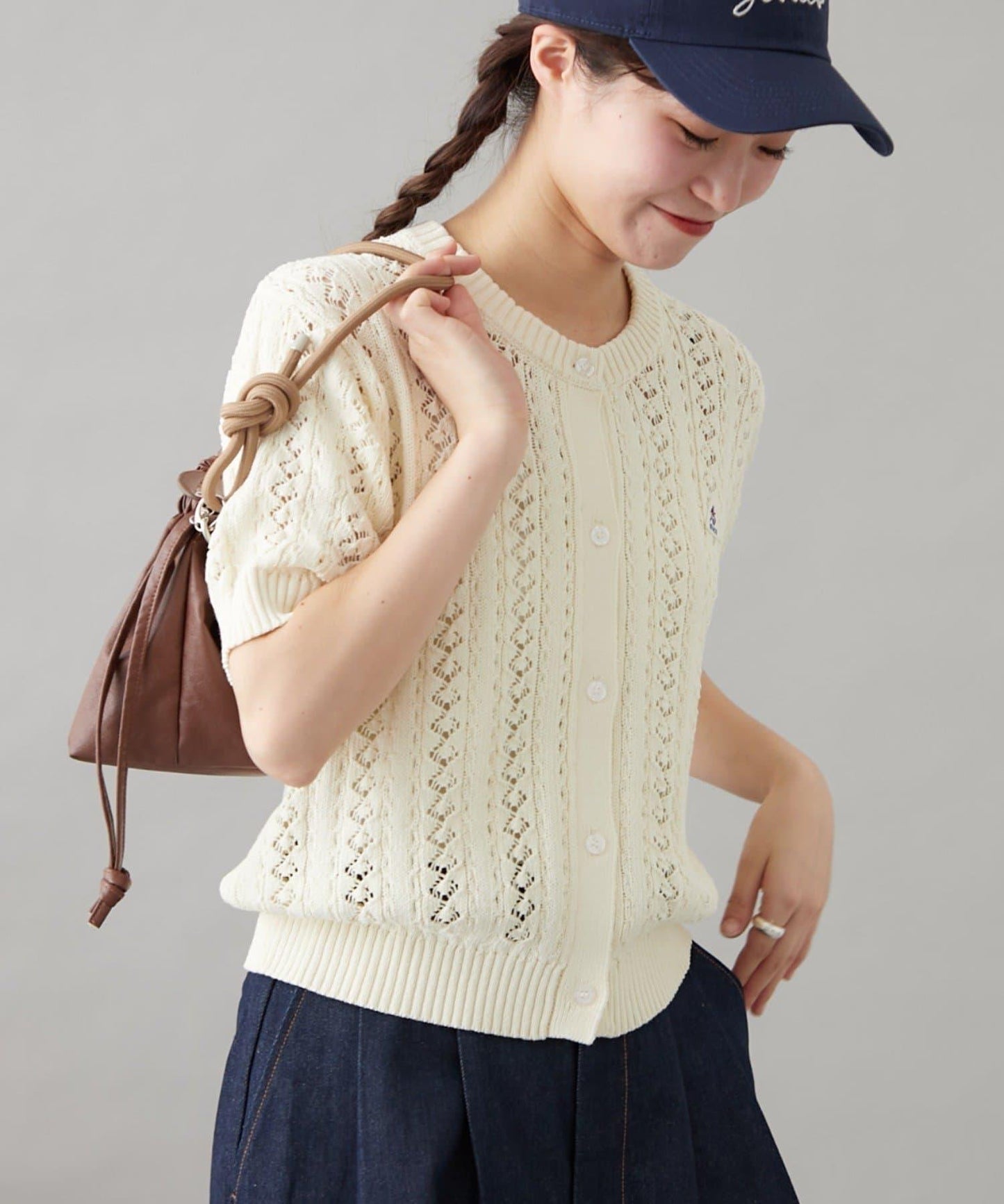 【GEVACO】透孔編織短袖開衫