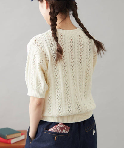 【GEVACO】透孔編織短袖開衫