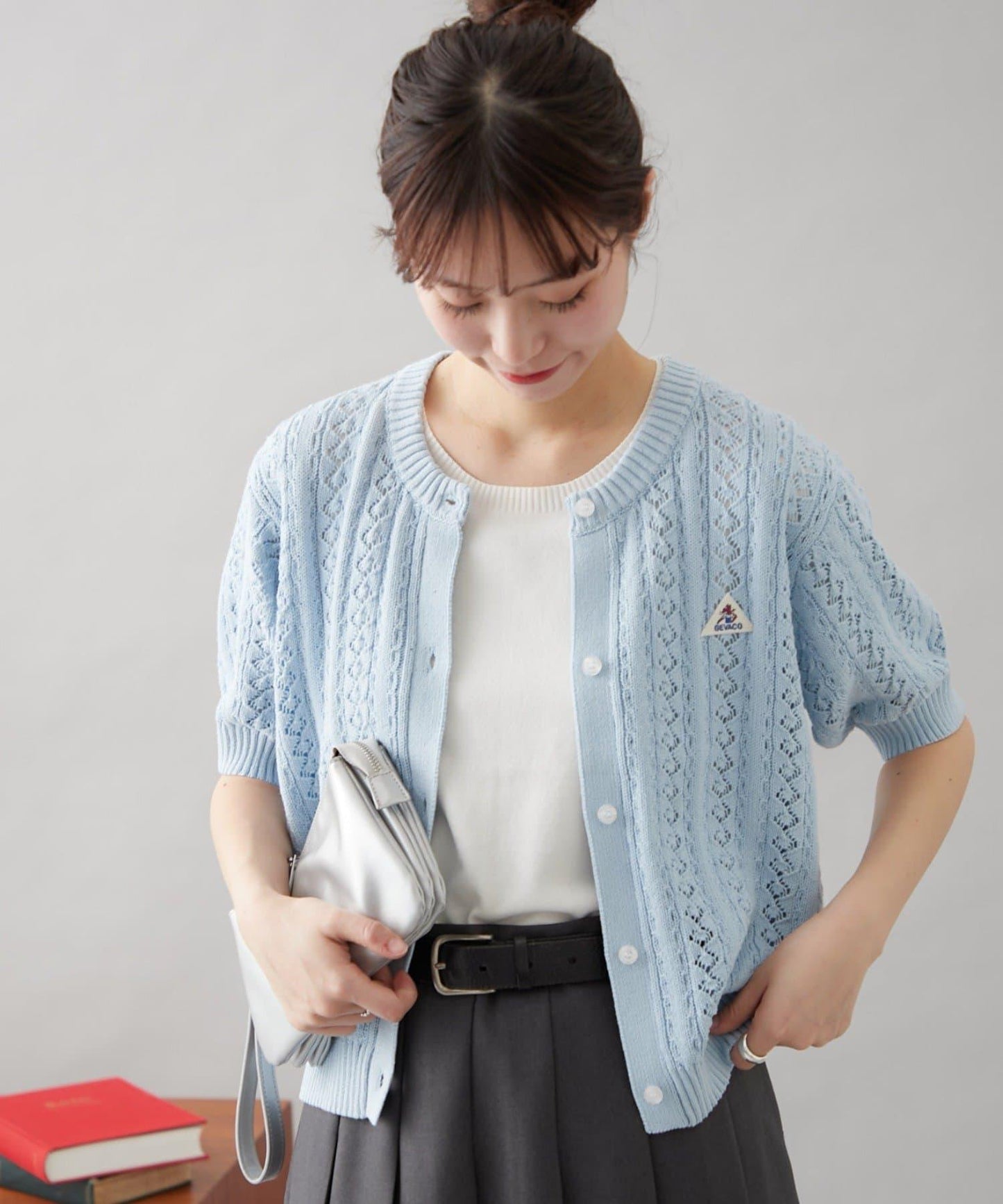 【GEVACO】透孔編織短袖開衫