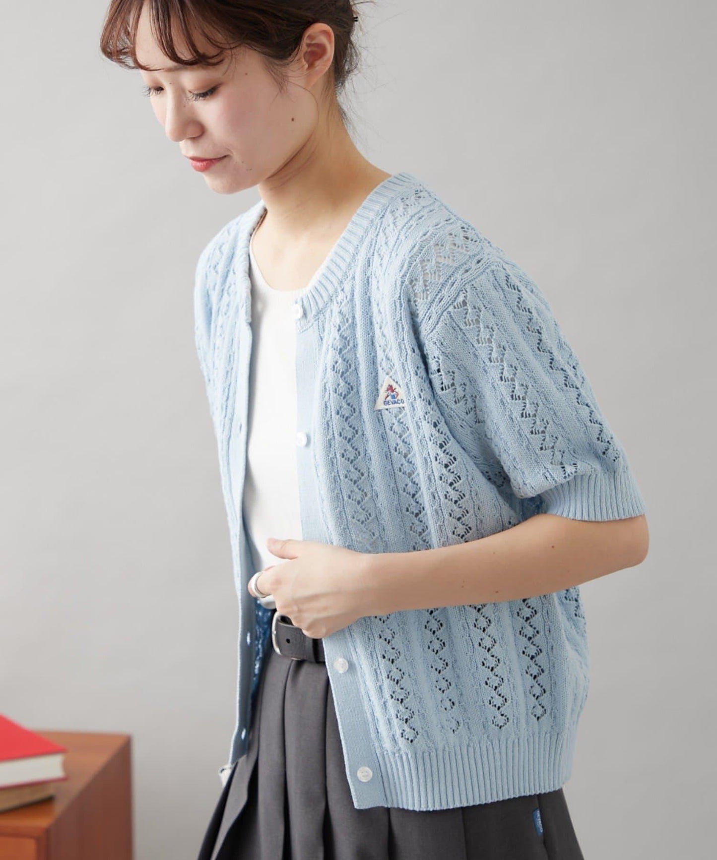 【GEVACO】透孔編織短袖開衫