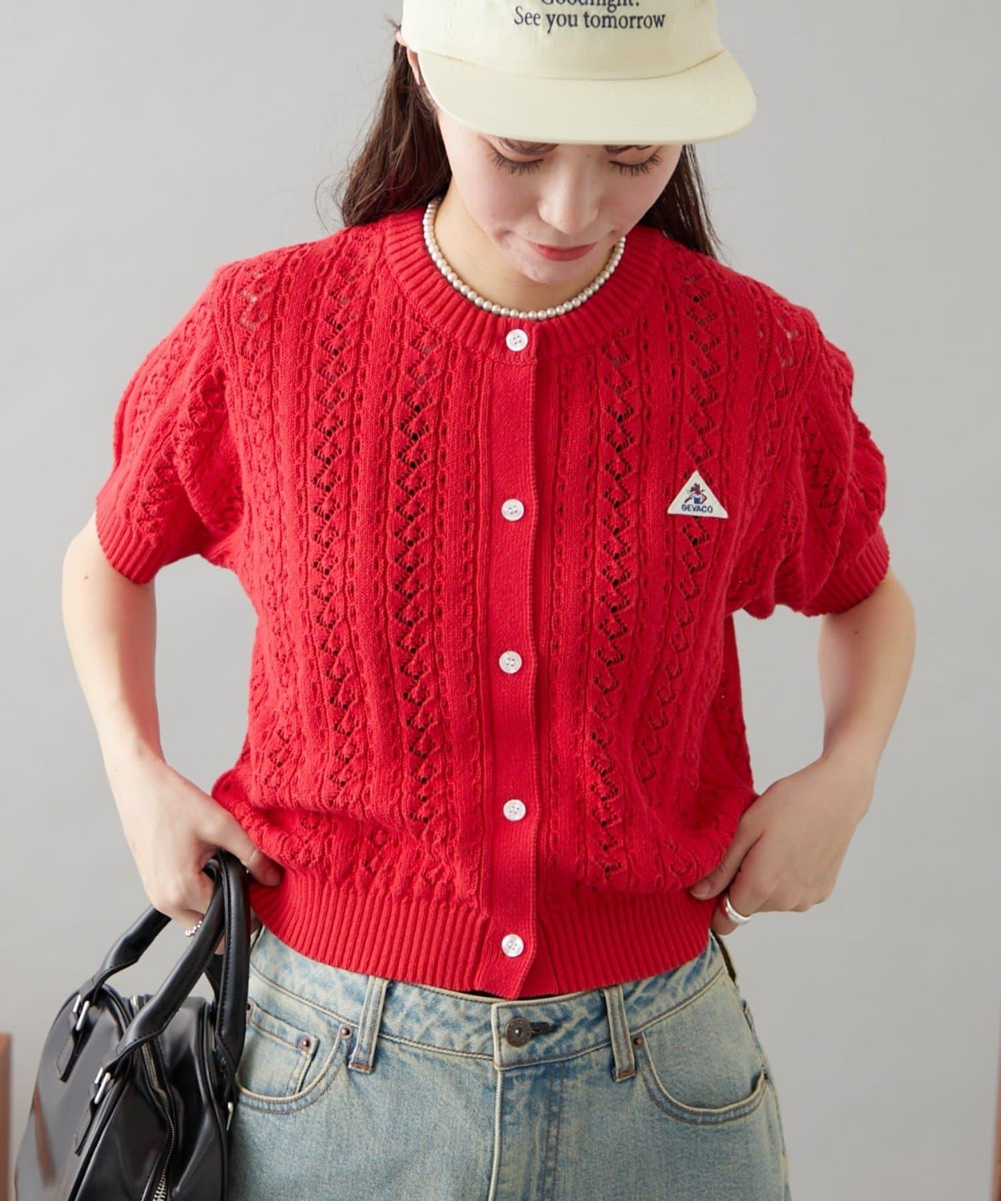 【GEVACO】透孔編織短袖開衫