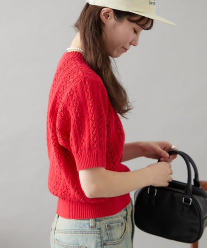 【GEVACO】透孔編織短袖開衫