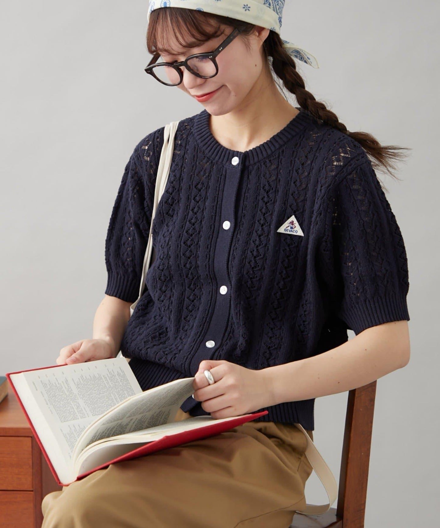 【GEVACO】透孔編織短袖開衫