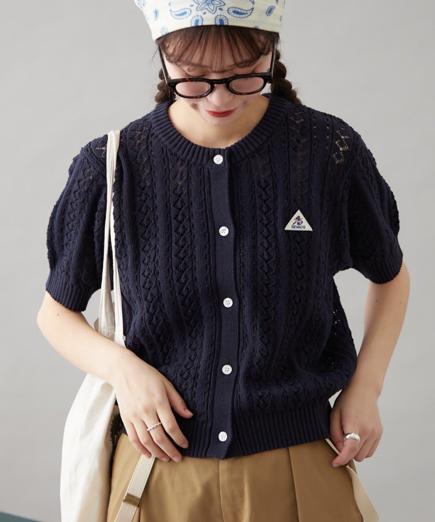 【GEVACO】透孔編織短袖開衫