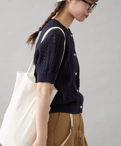 【GEVACO】透孔編織短袖開衫