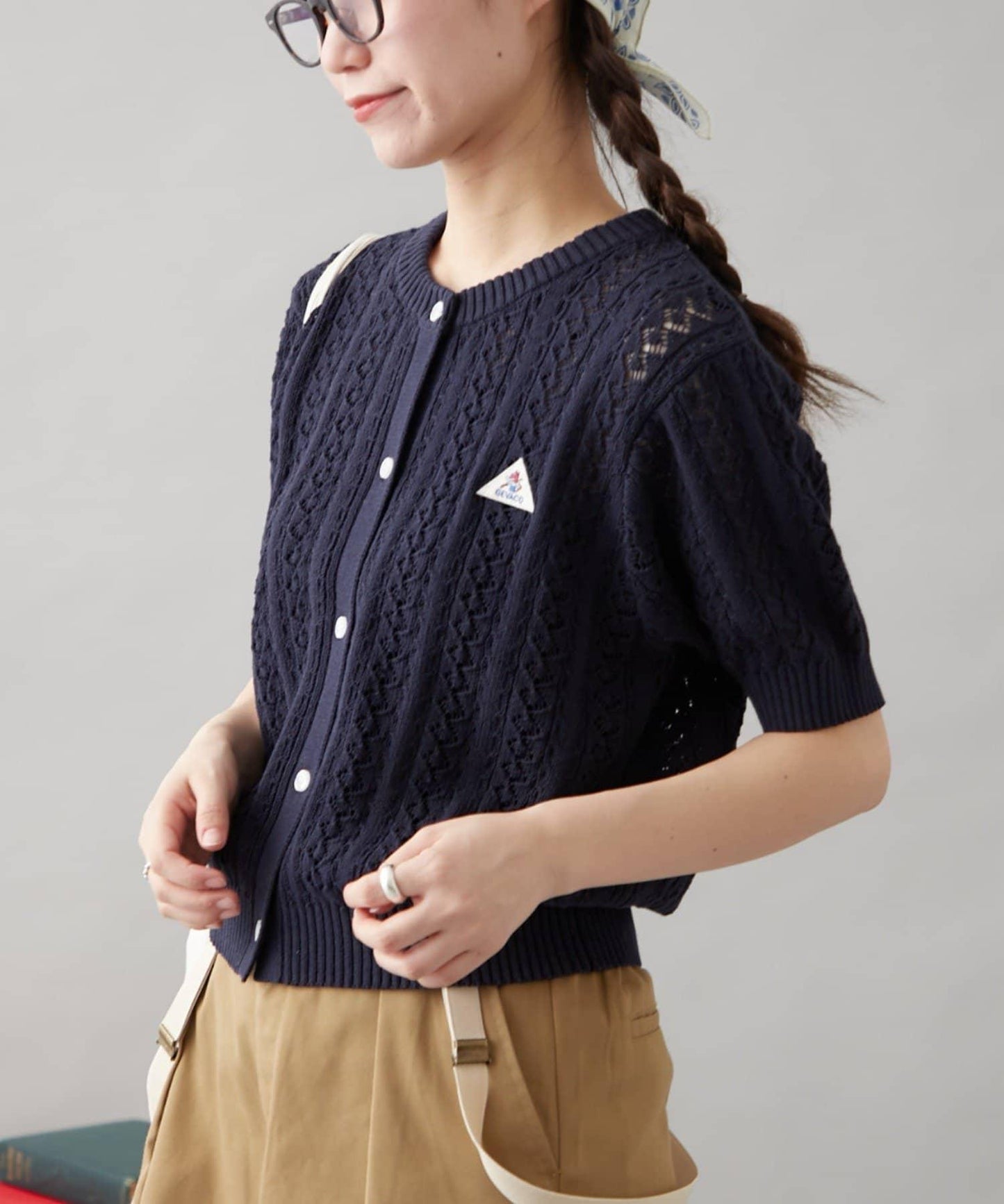 【GEVACO】透孔編織短袖開衫