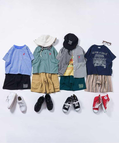 條紋折褶七分褲