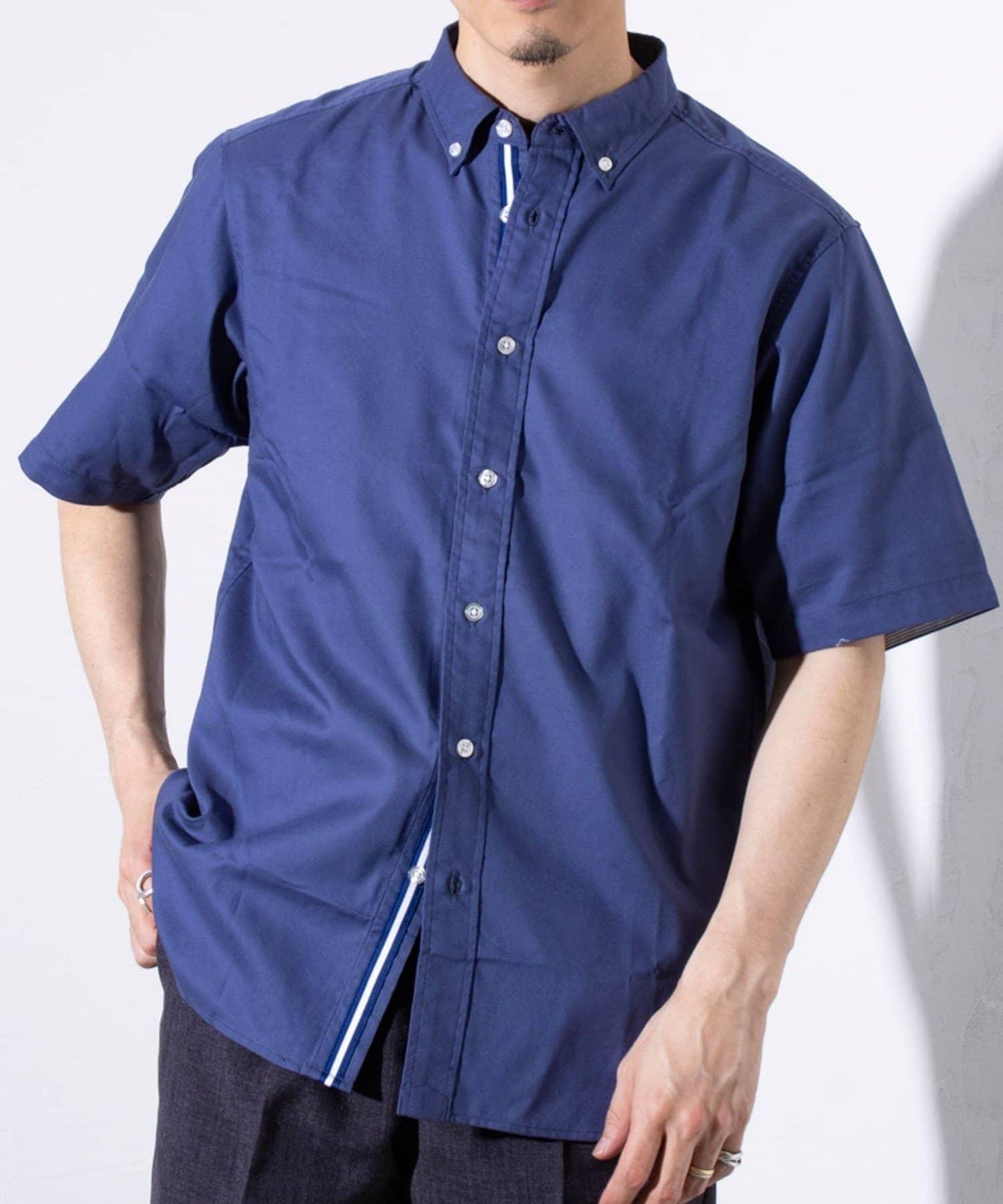 【商務休閒款式】【GLOSTER/格洛斯特】針織帶扣短袖襯衫