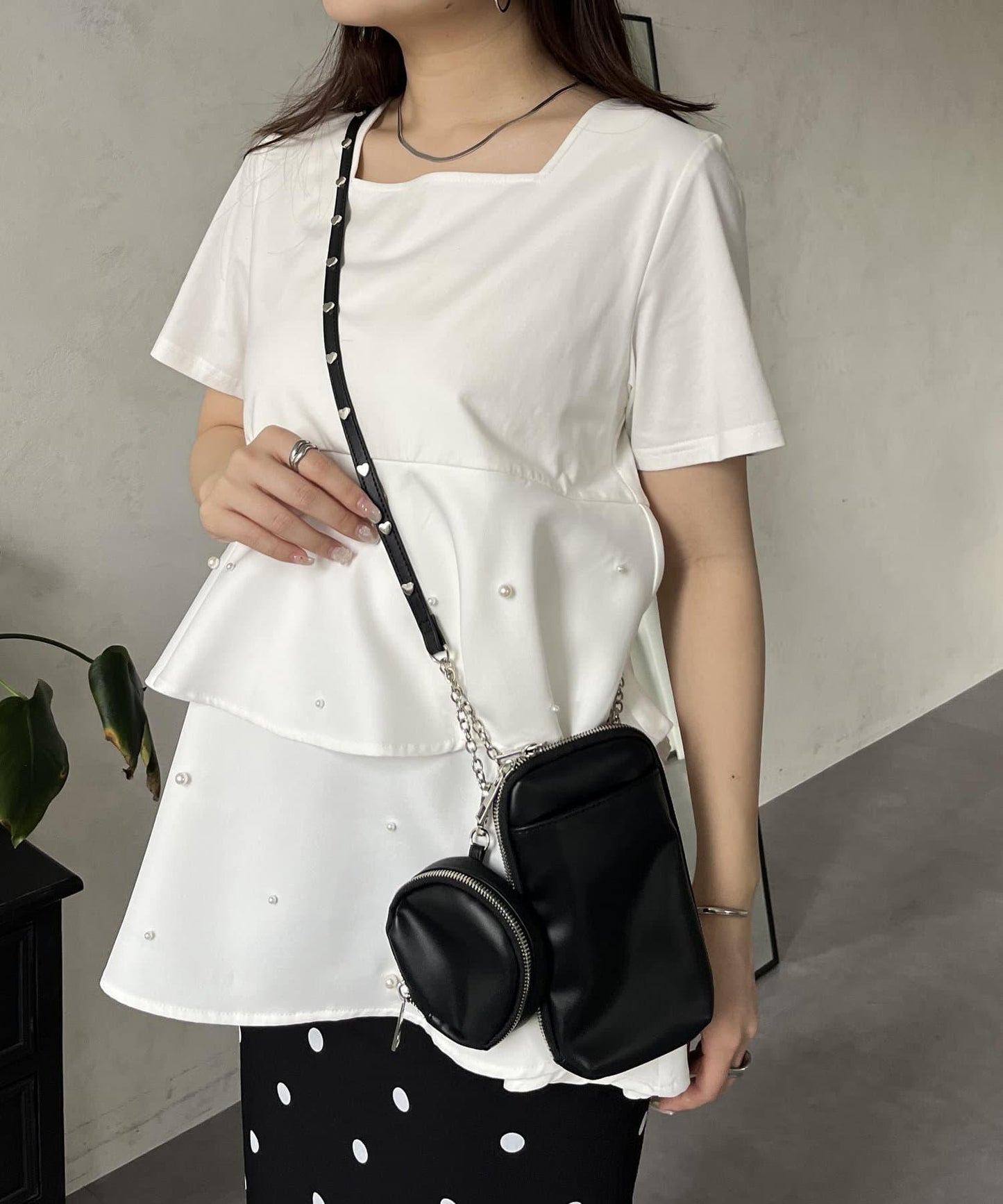 帶小包心形裝飾手機挎包