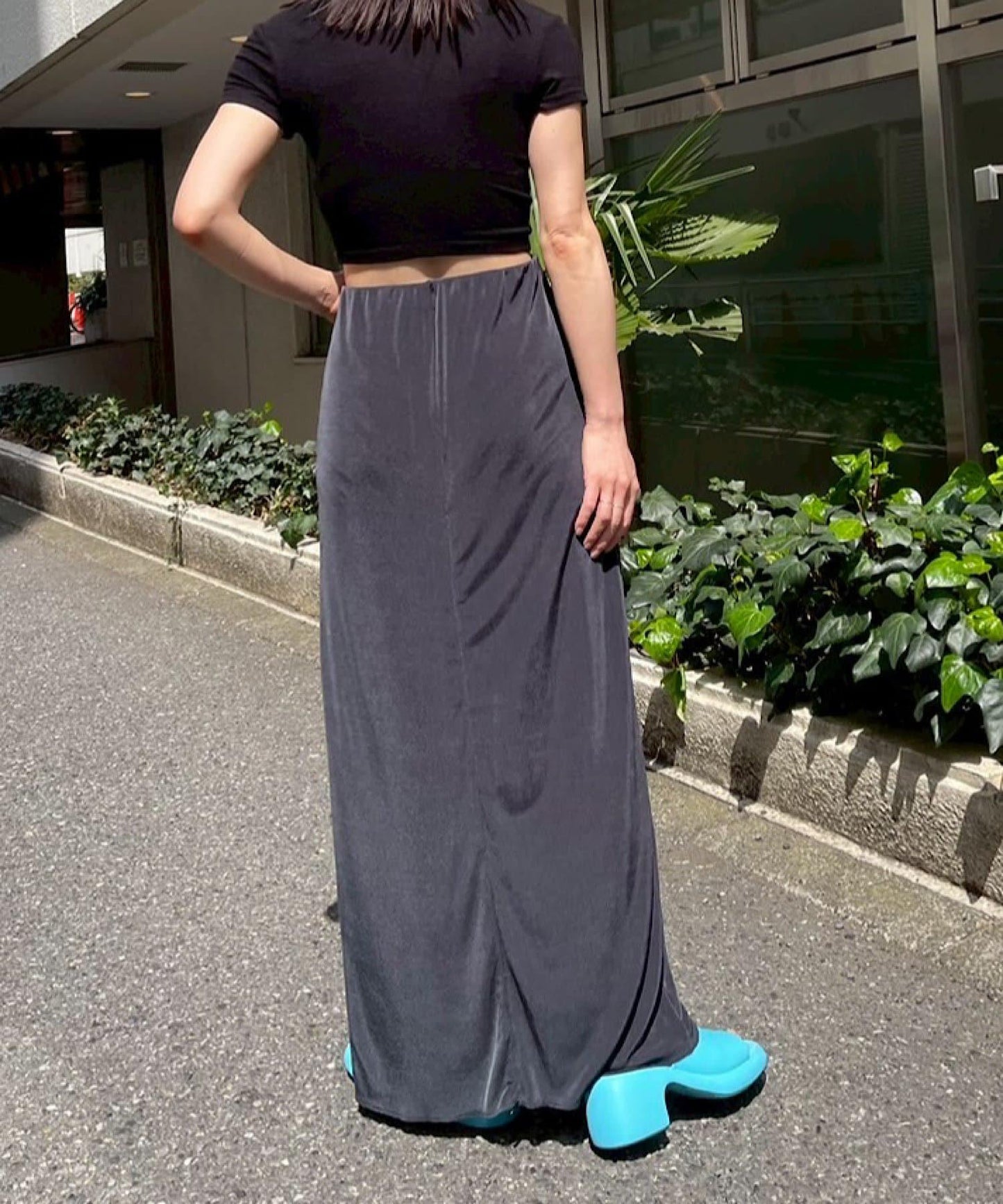 透明褶皺拉鍊裙