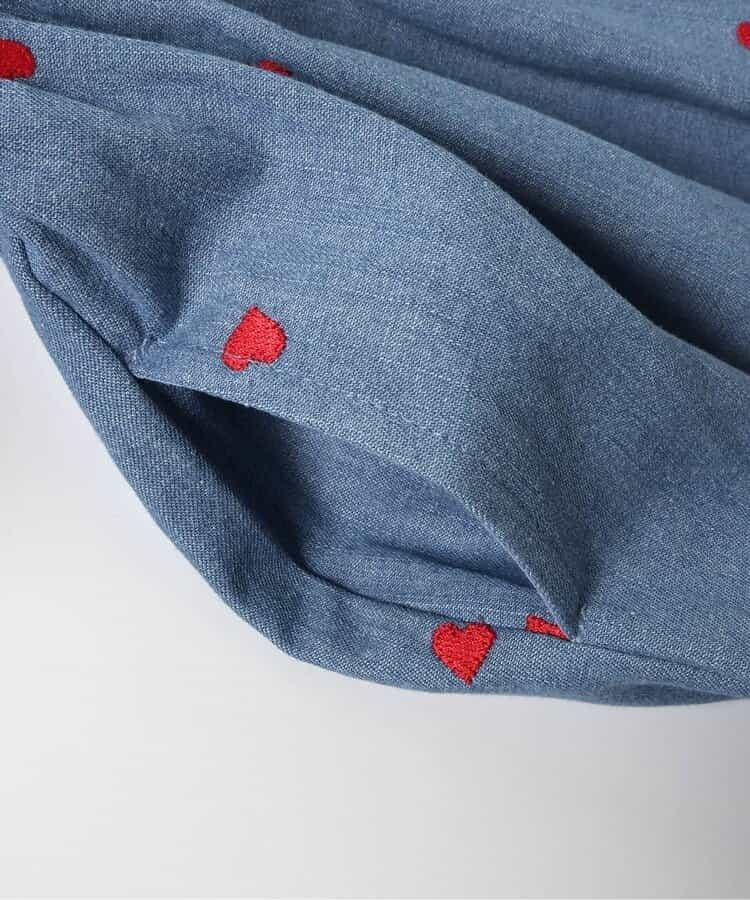 心形刺繡收褶連衣裙