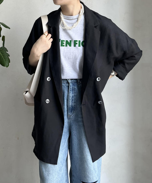 亞麻風休閒西裝外套