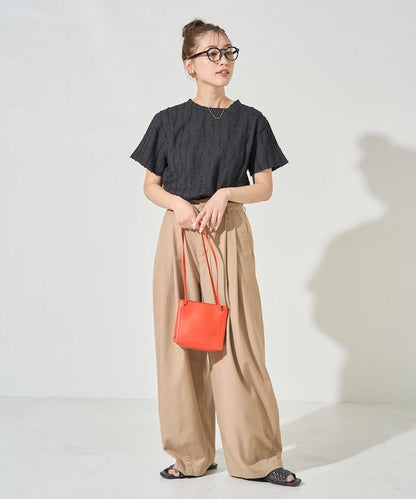 流蘇條紋提花短袖T恤