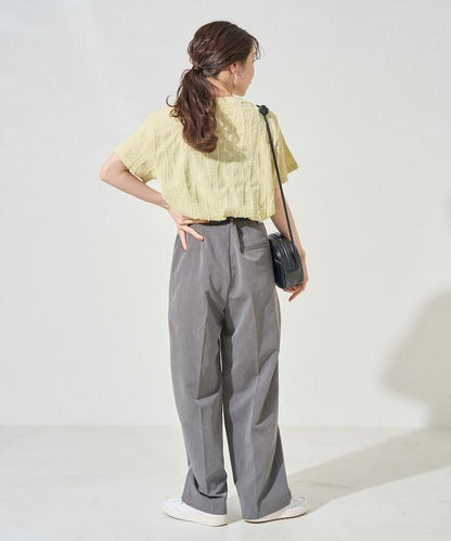 流蘇條紋提花短袖T恤