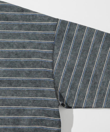 漸變印花 可反穿 圓領 條紋T恤