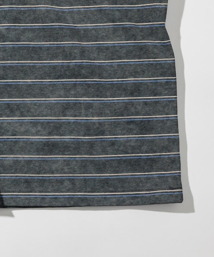 漸變印花 可反穿 圓領 條紋T恤