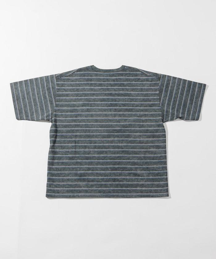 漸變印花 可反穿 圓領 條紋T恤