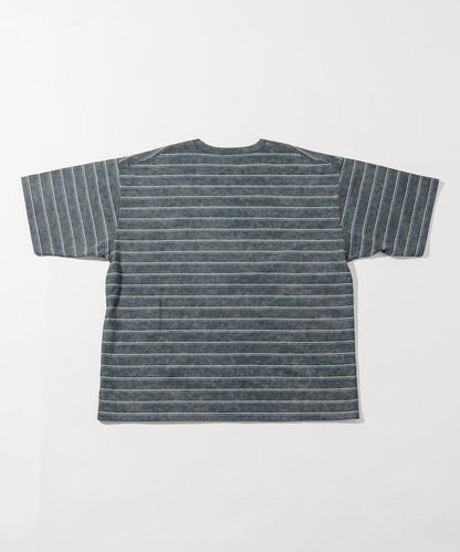 漸變印花 可反穿 圓領 條紋T恤