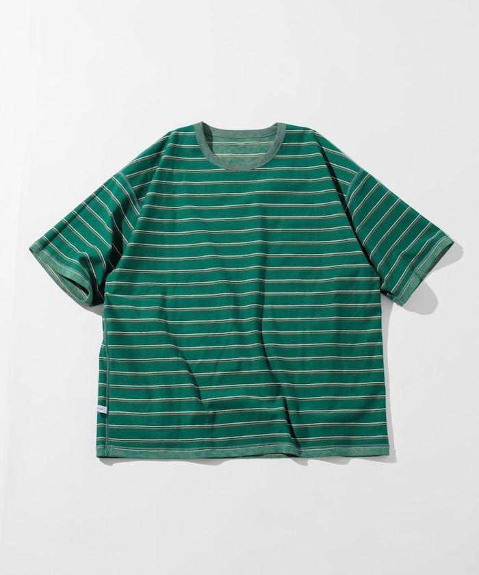 漸變印花 可反穿 圓領 條紋T恤