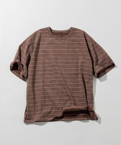 漸變印花 可反穿 圓領 條紋T恤